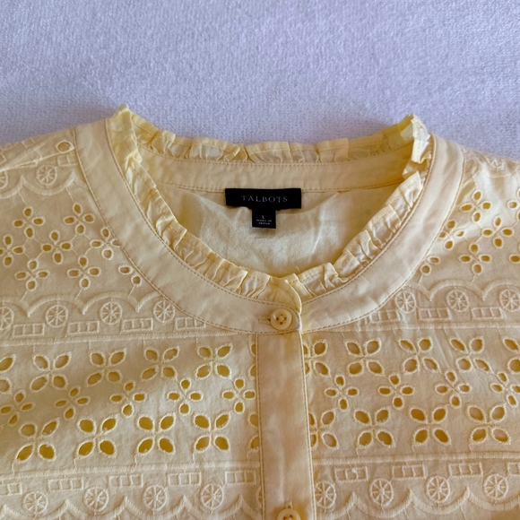 Talbots Yellow Eyelet Button-Front Tunic, Size L - Picture 10 of 16